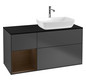 V&B Waschtisch-Unterschrank Finion 120cm, Abdeckplatte black matt, Regal Walnut Veneer, Anthracite matt