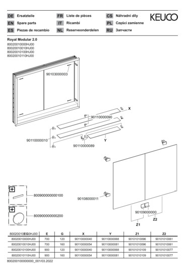 KEUCO Spiegelschrank Royal Modular 2.0 1000 x 700 x 160 mm, 2 Steckdosen, Wandeinbau, 2 Türen