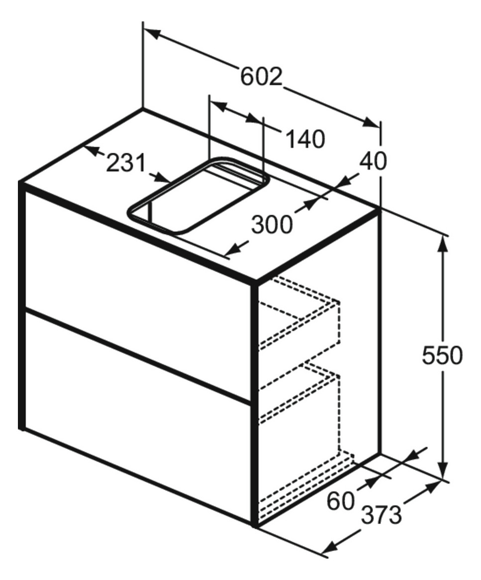Ideal-Standard Waschtisch-Bundle Conca 07 mit WT-Unterschrank Eiche hell, Spiegel, Armatur