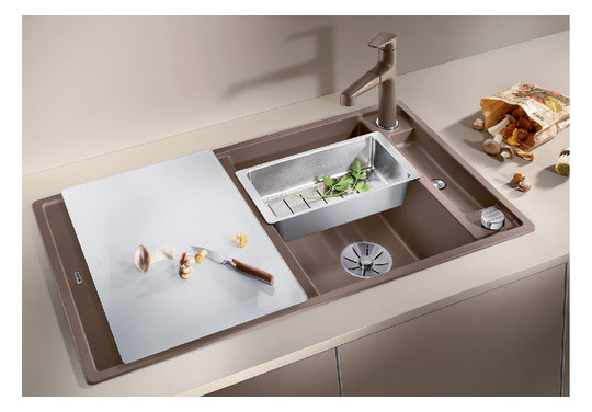 BLANCO AXIA III 5 S m. Glasschneidbrett SILGRANIT schwarz