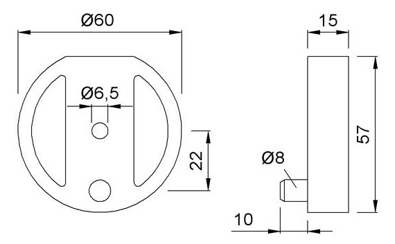 Bild Unterlage, für Türpuffer, 2559, ALU, Ø 60mm, H 15mm farbig kunststoffbeschichtet - KWS-1