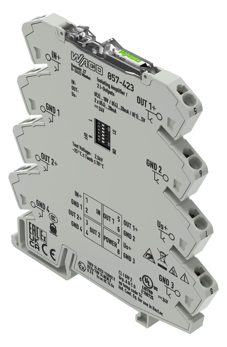 Trennverstärker 24V Serie 857 2Kan Federzugans 300Ohm