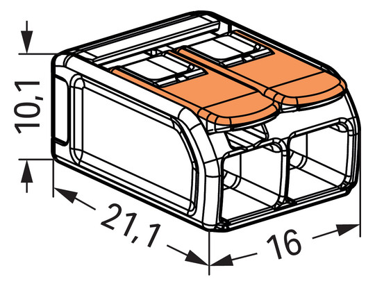 Steckklemme 2f 450V 32A Serie 221 0,5-6qmm m.BetätiHebel f.Massivleiter