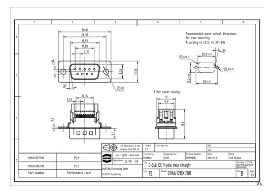 HART D-SUB-Stiftleiste       09661287700 