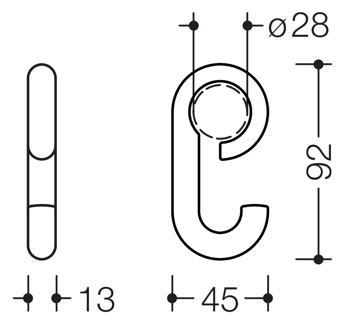 HEWI Haken 477 92x45mm, zum Aufschieben, umbra