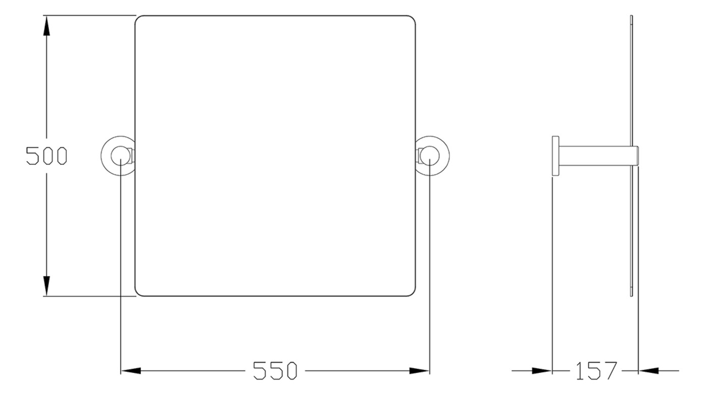Normbau Kippspiegel Nylon Care 550 x 500 mm, weiß