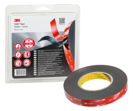 3M-Doppelseitiges Klebeband 5952F VHB, schwarz - 12 mm x...