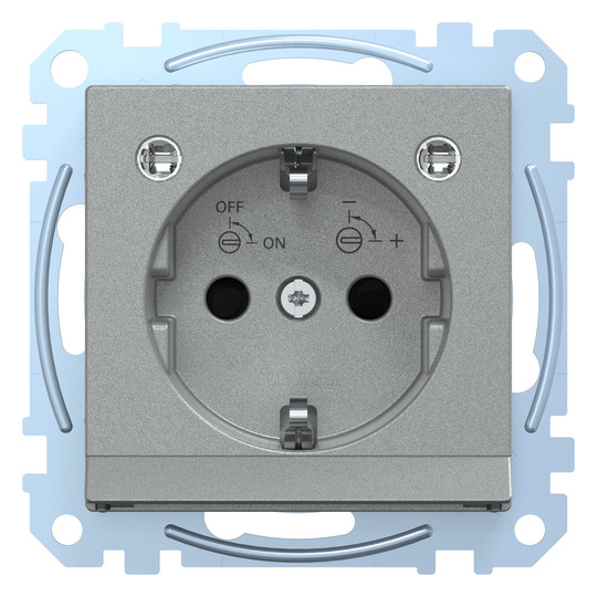 Steckdose 1f alu mt System M UP m.OL m.BS Mit Orientierungslicht IP20