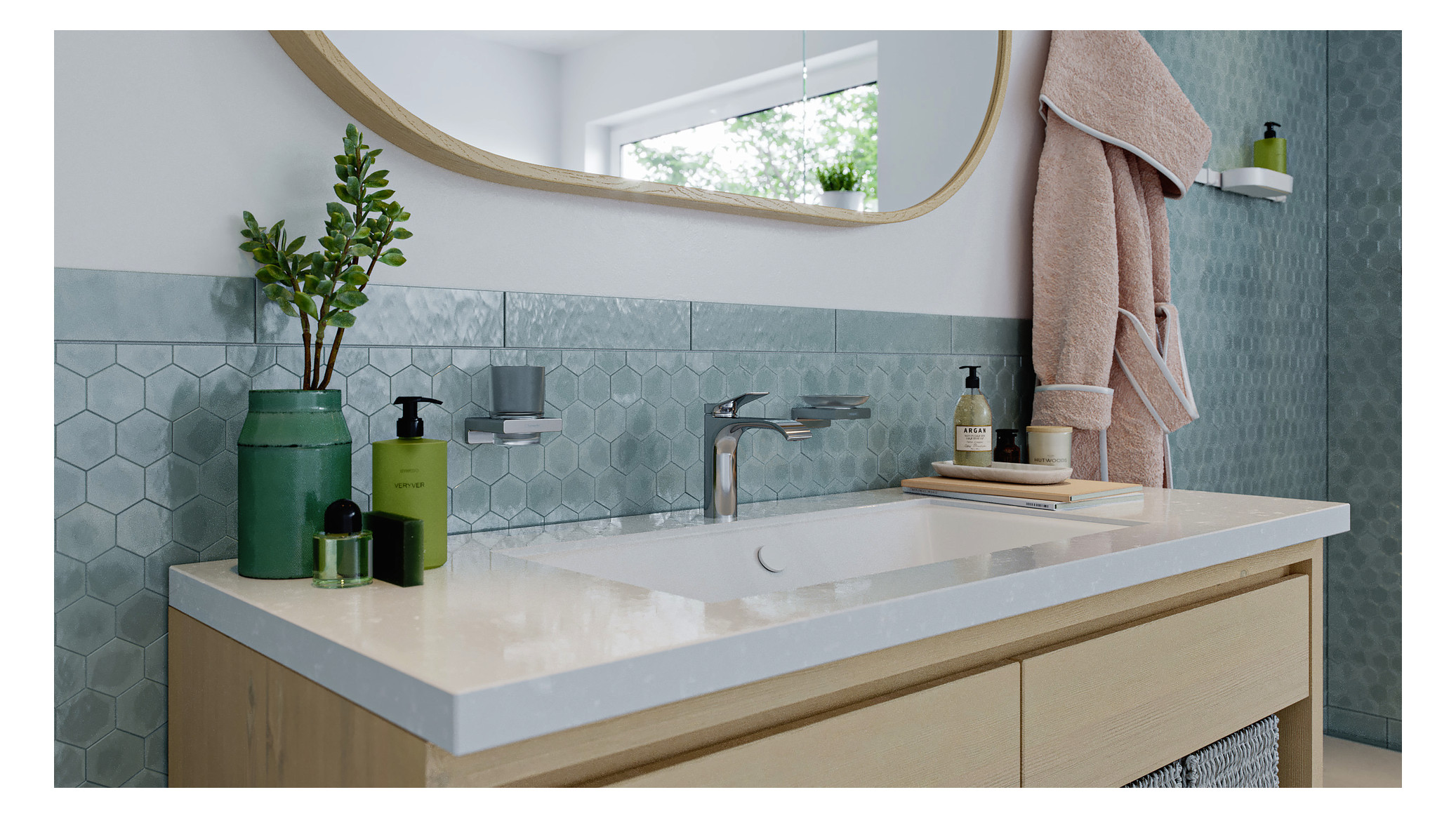 hansgrohe Zahnbecher AddStoris mit Glas, Wandmontage, Metall, chrom