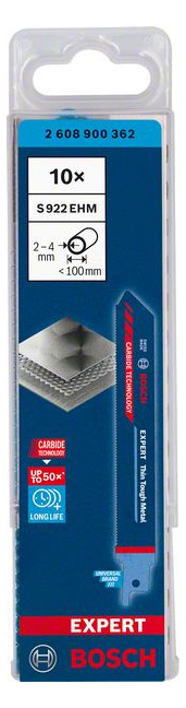 Bild Säbelsägeblatt EXPERT S 922 EHM Bosch VE à 10 Stück Thin Tough Metal-1