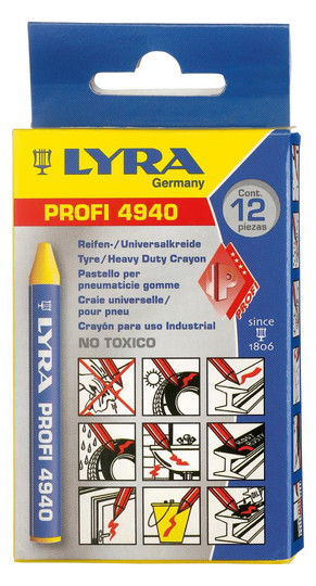LYRA-Reifen-/Universalkreide, gelb - 120x12 mm (12...