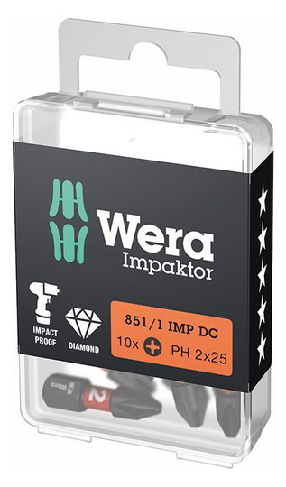 Wera-Impaktor-Bits Kreuzschlitz 851/1IMP DC - PH2x25 (10...