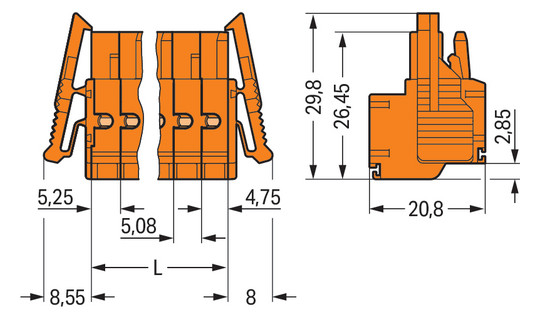 Klemmleiste 3p or Serie 231 16A Thermopl 0,2-2,5qmm 5,08mm Federzugans