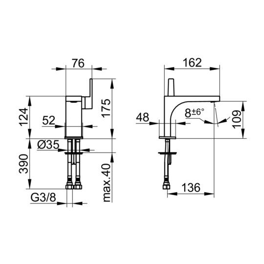 KEUCO Waschtisch-Einhebelmischer 110 Edition 11 Ausladung 136mm, ohne Ablaufgarnitur, verchromt