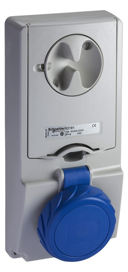 CEE-Schaltersteckdose 2p Acti9 32A IP65 230V/bl 6h Kst mech.Verrieg