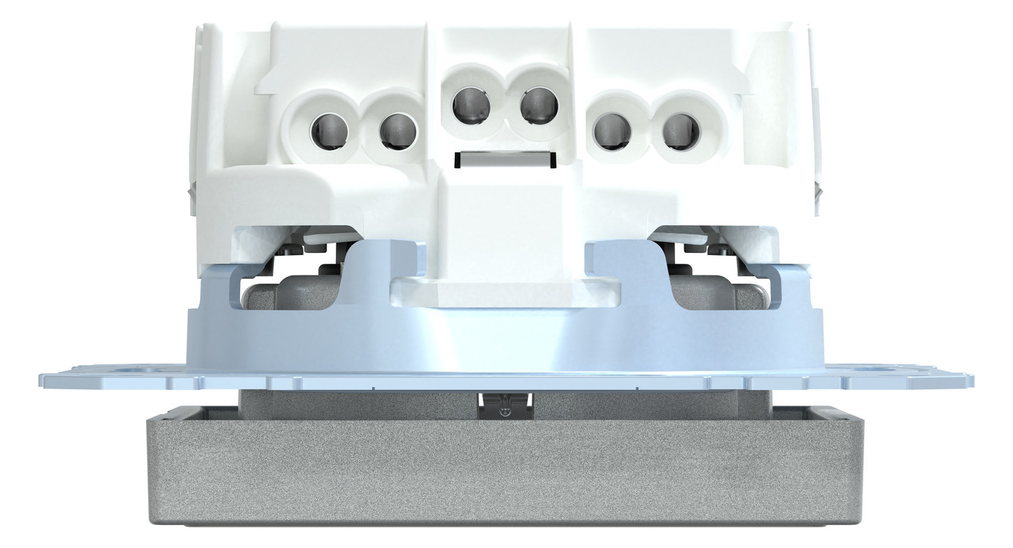 Steckdose 1f alu mt System M UP m.BS IP20 Mit erhöhtem Berührungsschutz
