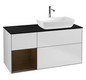 V&B Waschtisch-Unterschrank Finion 120cm, Abdeckplatte black matt, Regal Walnut Veneer, White matt lacquer