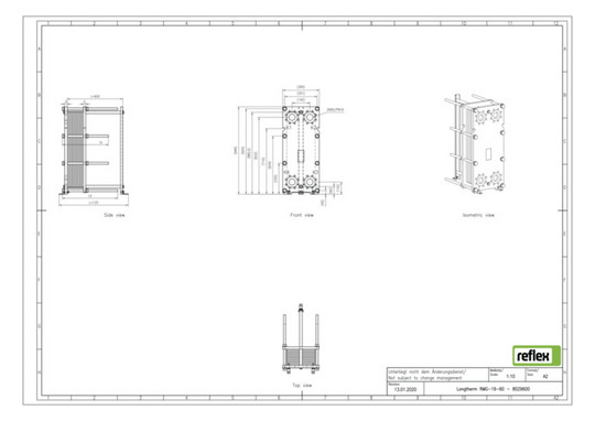 Reflex Wärmetauscher Longtherm RMG-19-60 Plattenzahl 60, geschraubt, Edelstahl