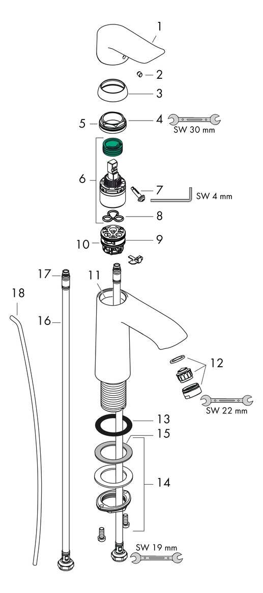 hansgrohe Waschtisch-Einhebelmischer 110 Metris CoolStart mit Zugstangen-Ablaufgarnitur, Kaltwasser in Mittelstellung, chrom