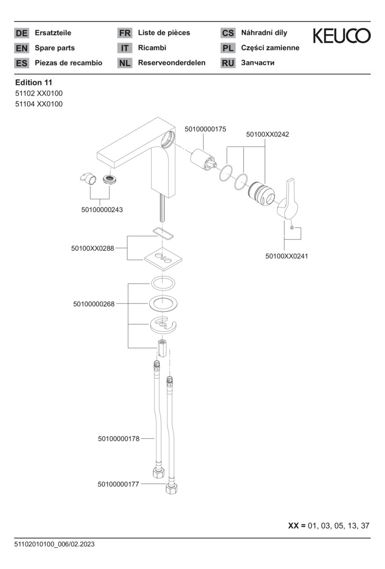 KEUCO Waschtisch-Einhebelmischer 110 Edition 11 Ausladung 136mm, ohne Ablaufgarnitur, verchromt