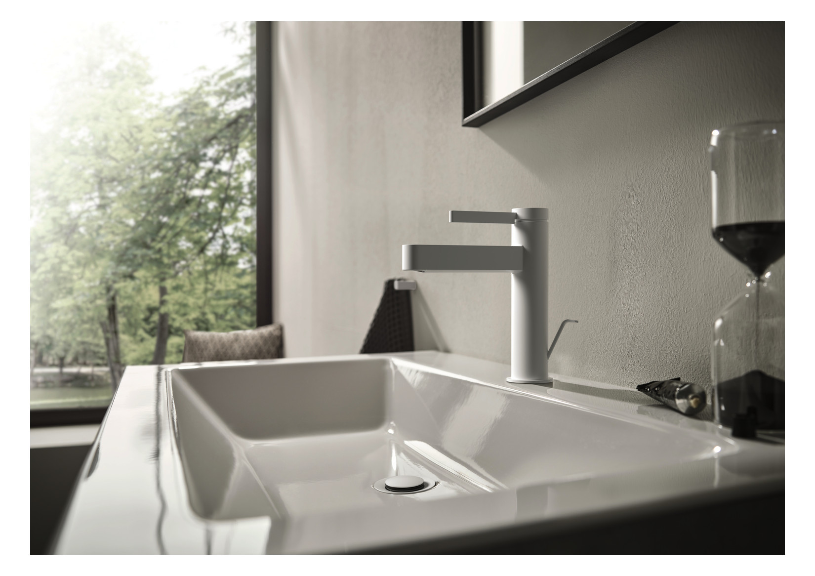 hansgrohe Waschtisch-Einhebelmischer 110 Finoris mit Zugstangen-Ablaufgarnitur, mattweiß