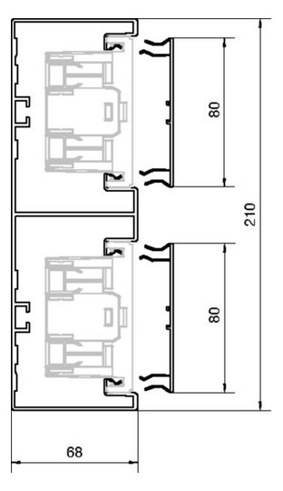 Geräteeinbaukanal Alu 210x68mm ver-ws RAL9016 GEB-K besch 12060qmm 2000mm