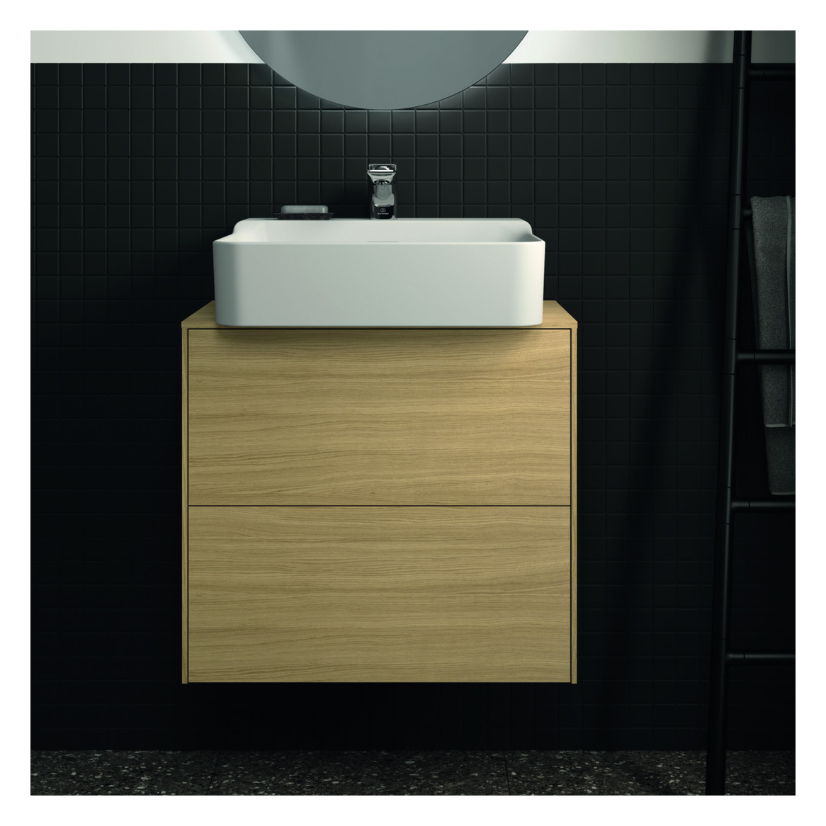 Ideal-Standard Waschtisch-Bundle Conca 07 mit WT-Unterschrank Eiche hell, Spiegel, Armatur