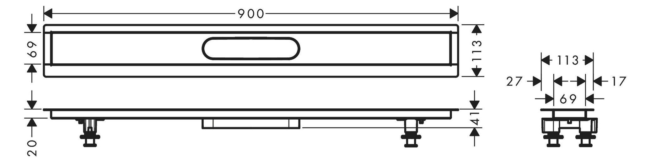 hansgrohe uBox universal Installationsset 900 mm, für Duschrinnen Fertigsets