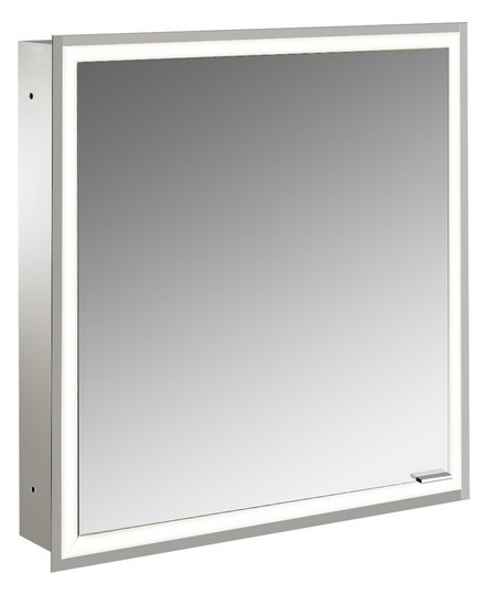 EMCO Unterputz-Lichtspiegelschrank prime 600x730mm, 1 Tür, Anschlag links, aluminium/weiss