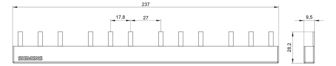 Sammelschiene 63A lamelliert 237x9,2x15,2mm