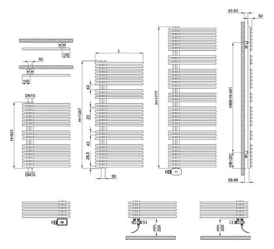 Bemm Badheizkörper Asymo E 1777 x 600 mm, edelweiß