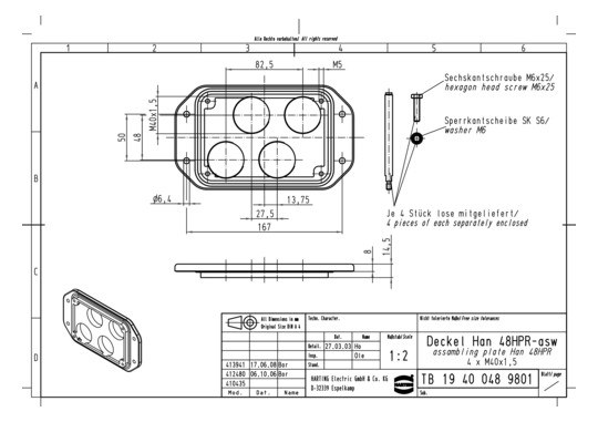 HART Han 48HPR Deckel asw 4X 19400489801 