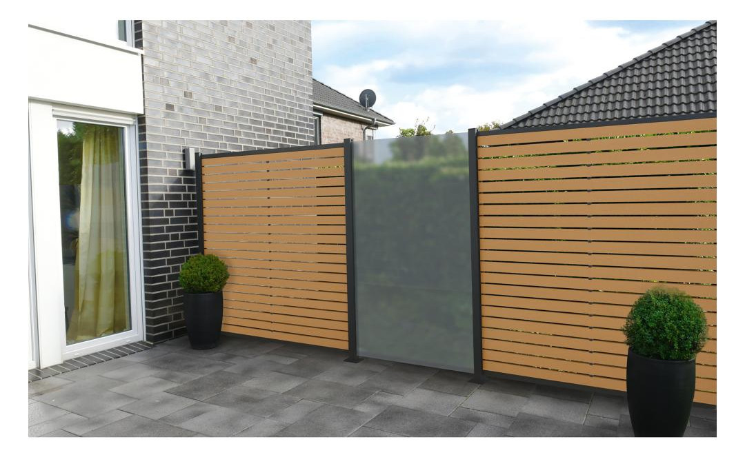 Bild HANÖ-Serie KARAMEL 21 Lamellen BPC-Rhomb us-Steckzaun 20 x 75/68 x 1793 mm - n.a.-2