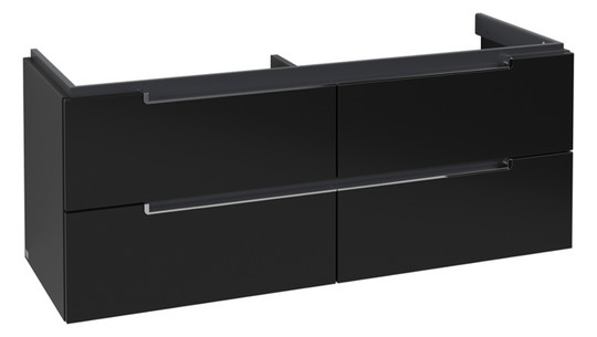 V&B Waschtisch-Unterschrank Subway 2.0 128,7x52x44,9cm, Griff chrom, black matt lacquer