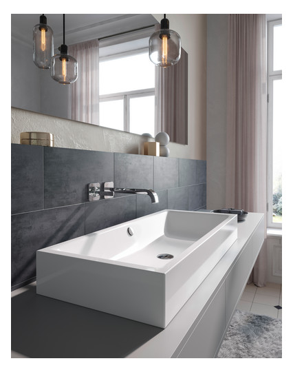 Kaldewei Aufsatzwaschtisch PURO S 3176, 90 x 38,5 cm, warm grey 60, mit Überlauf, ohne Hahnloch