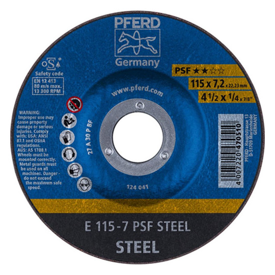 PFERD-Schruppscheiben für Metall PSF STEEL - 115x7,2mm