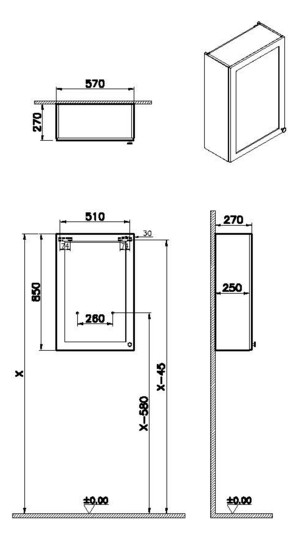 VitrA Bad Oberschrank Root Classic 57x27x85cm, 1 Tür, Türanschlag links, Korpus Weiß Matt