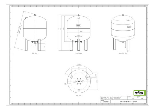 Reflex Membran-Druckausdehnungsgefäß Reflex NGV 80, grau, 6 bar