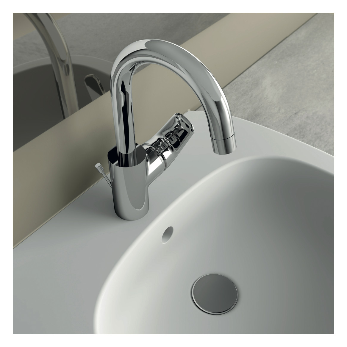 Ideal-Standard Waschtisch-Einhebelmischer CeraFlex mit hohem/schwenkbarem Auslauf, mit Ablaufgarnitur, chrom