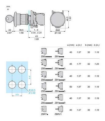 Not-Aus Taster EB IP66 Schlüssel 1S 1Ö Ø22,5mm Einb Schraub