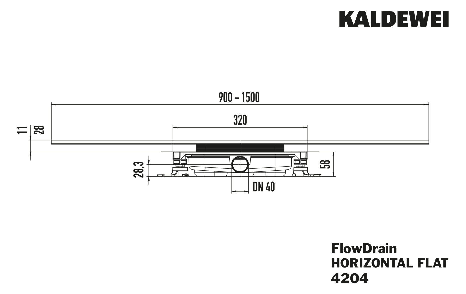 Kaldewei Ablaufgarnitur FlowDrain Mod 4204 horizontal, flat