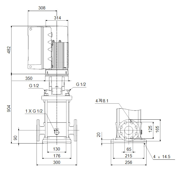 Grundfos Vertikale Kreiselpumpe CRE20-1 A-F-A-E-HQQE 3x380-500 60 HZ