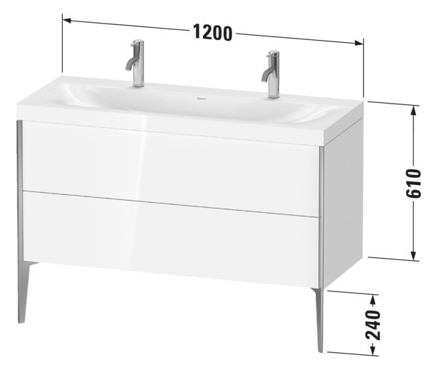 Duravit Waschtisch-Unterschrank c-bonded XViu 120x48cm, 2 Auszüge, ohne Hahnloch, champagner matt, Rahmen P, flannel grey seidenmatt Duravit Waschtisch-Unterschrank c-bonded XViu 120x48cm, 2 Auszüge, ohne Hahnloch, champagner matt, Rahmen P, flannel grey seidenmatt