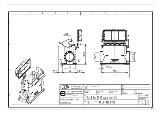 HART HARTING HAN 16B-ASG2-LB 09300160296 