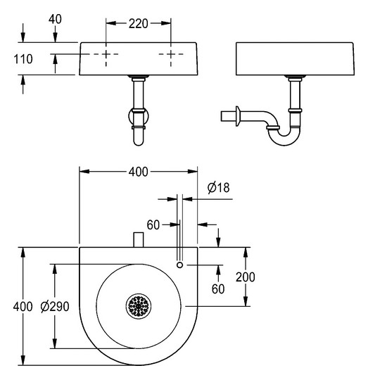 AR Wandtrinkbrunnen, ANIMA, MIRANIT, 400x110x400 mm, HL rechts