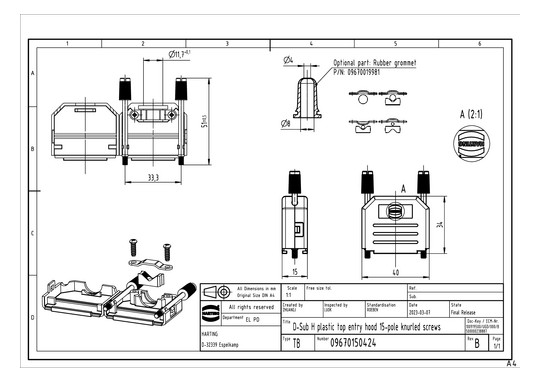 HART D-SUB GEHAEUSE SCHWARZ  09670150424 