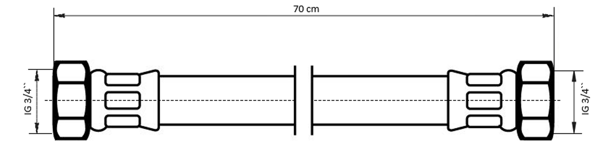 NEOPERL Panzerschlauch TECHLINE NT IGxIG, DN 20, 3/4" x 3/4", 700 mm