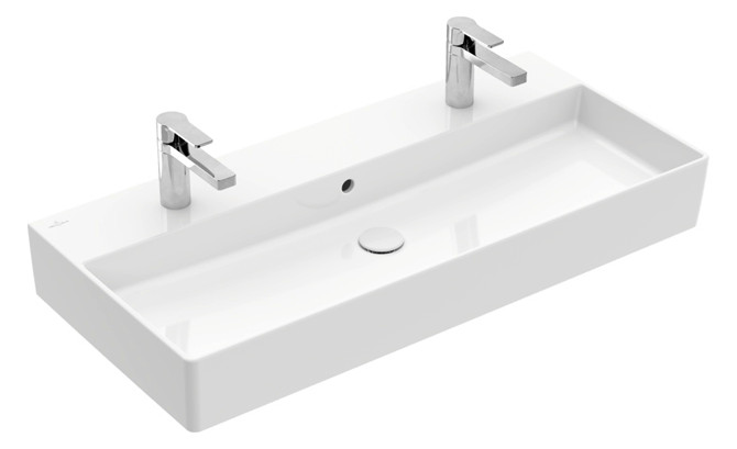 V&B Waschtisch Memento 2.0 100x47cm, 2xHahnloch, mit Überlauf, weiß alpin C-plus