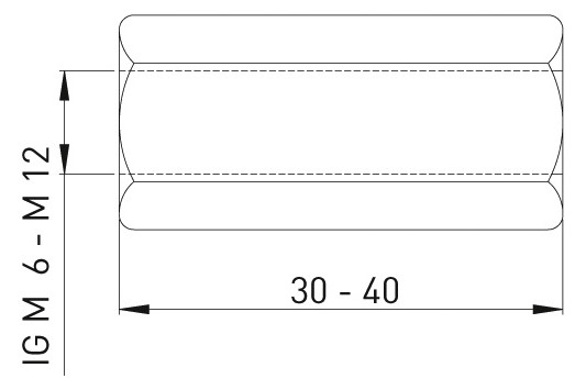 ASW Sechskant-Gewindemuffe M 6 x 30 mm, Edelstahl 1.4301