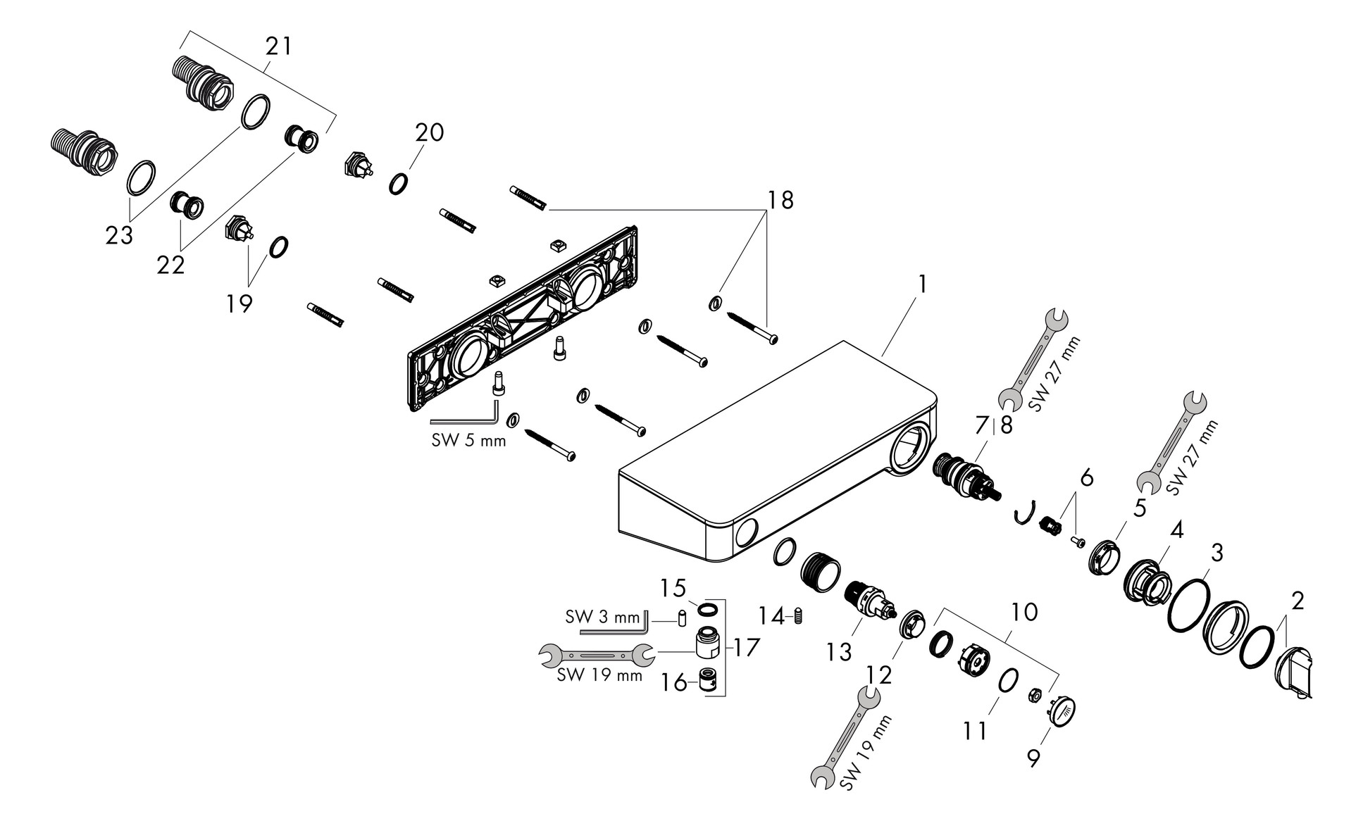 hansgrohe Brausethermostat ShowerTablet Select 300 300x160mm, AP, 1 Verbraucher, chrom